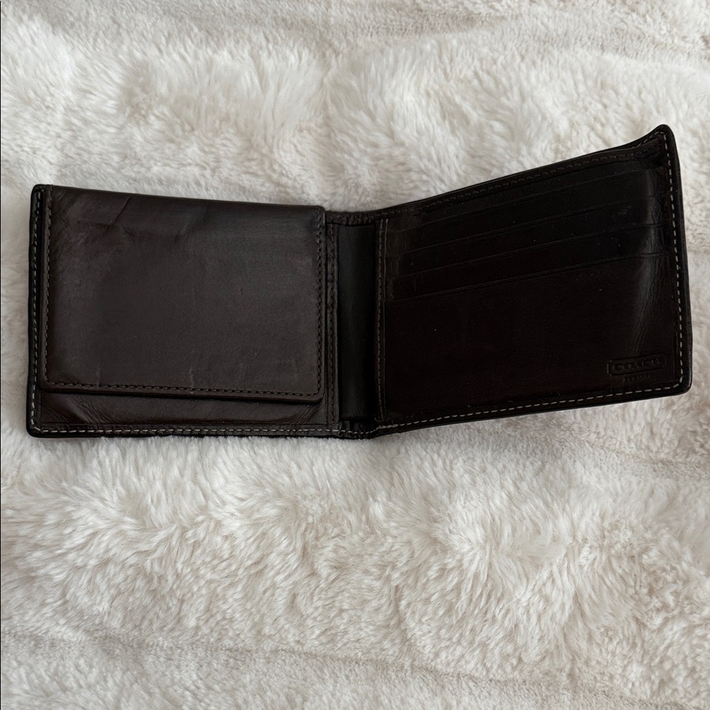 Coach Men's Tan and Navy Wallet - Picture 2 of 5